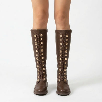 Brown boots, front view