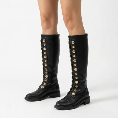 Black boots, three-quarter view