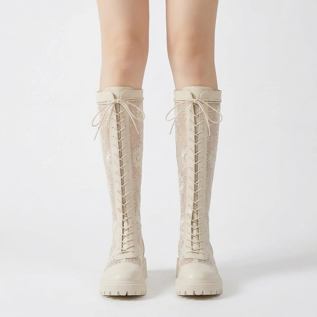 White boots, front view