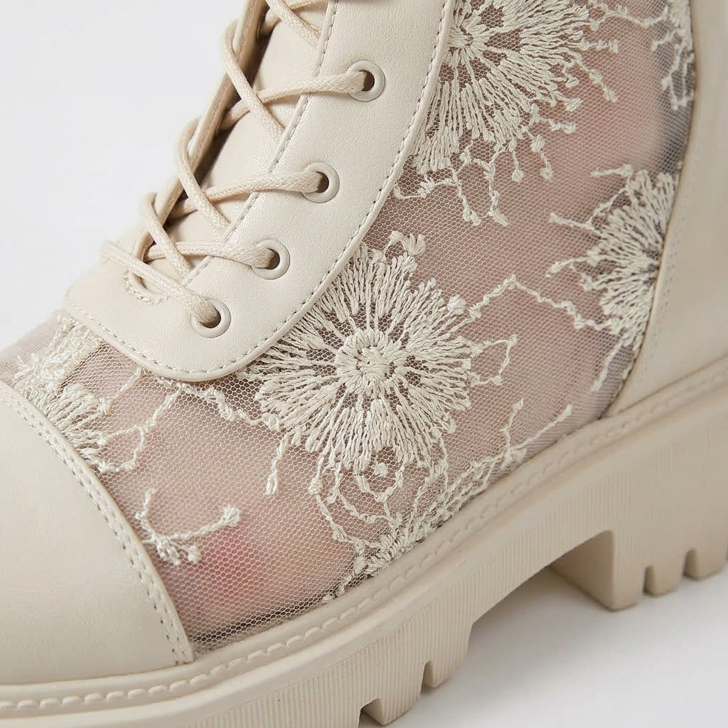 White boots, lace detail
