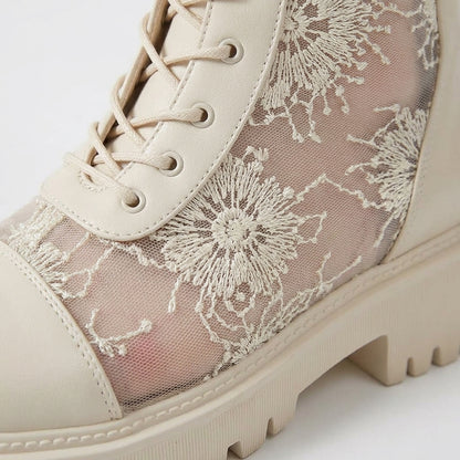 White boots, lace detail