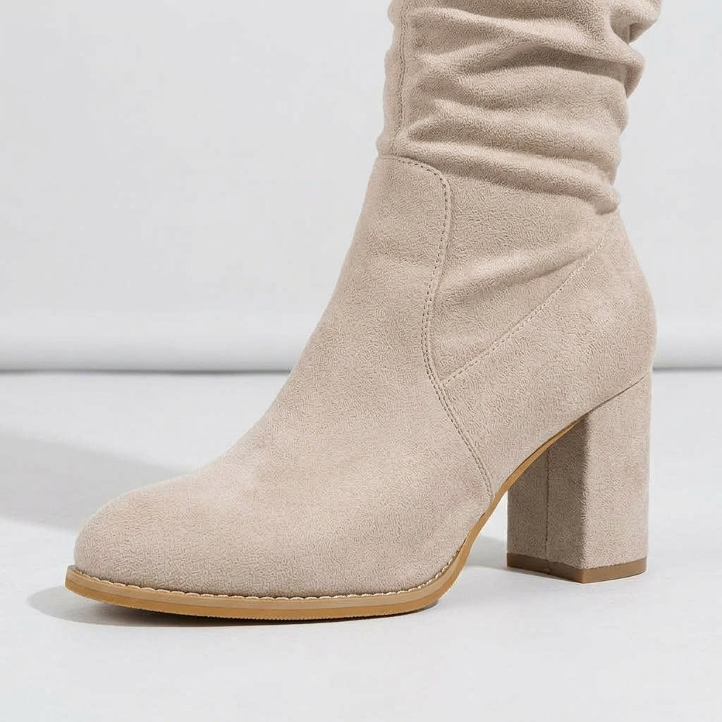 Apricot boots, close-up detail