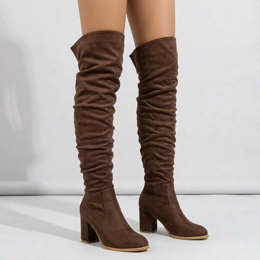 Brown boots, three-quarter view