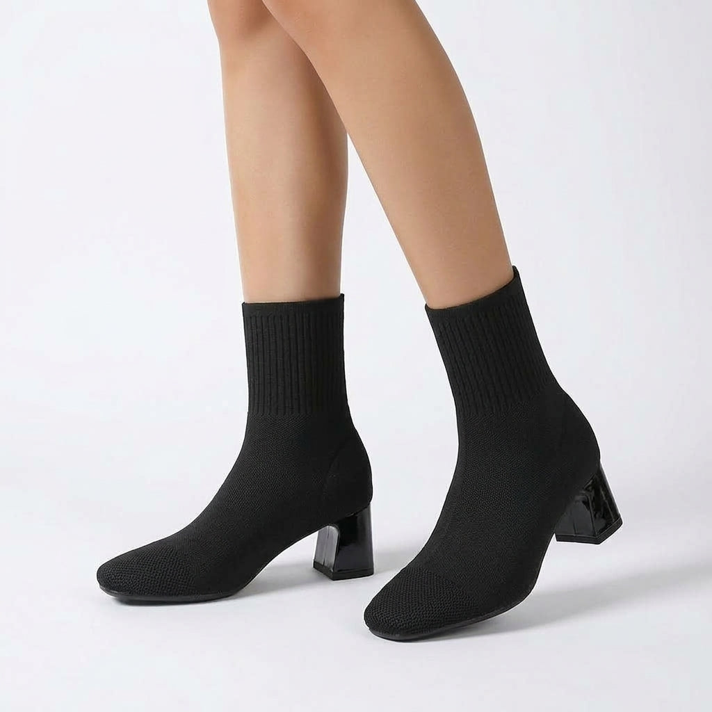 Black boots, three-quarter view