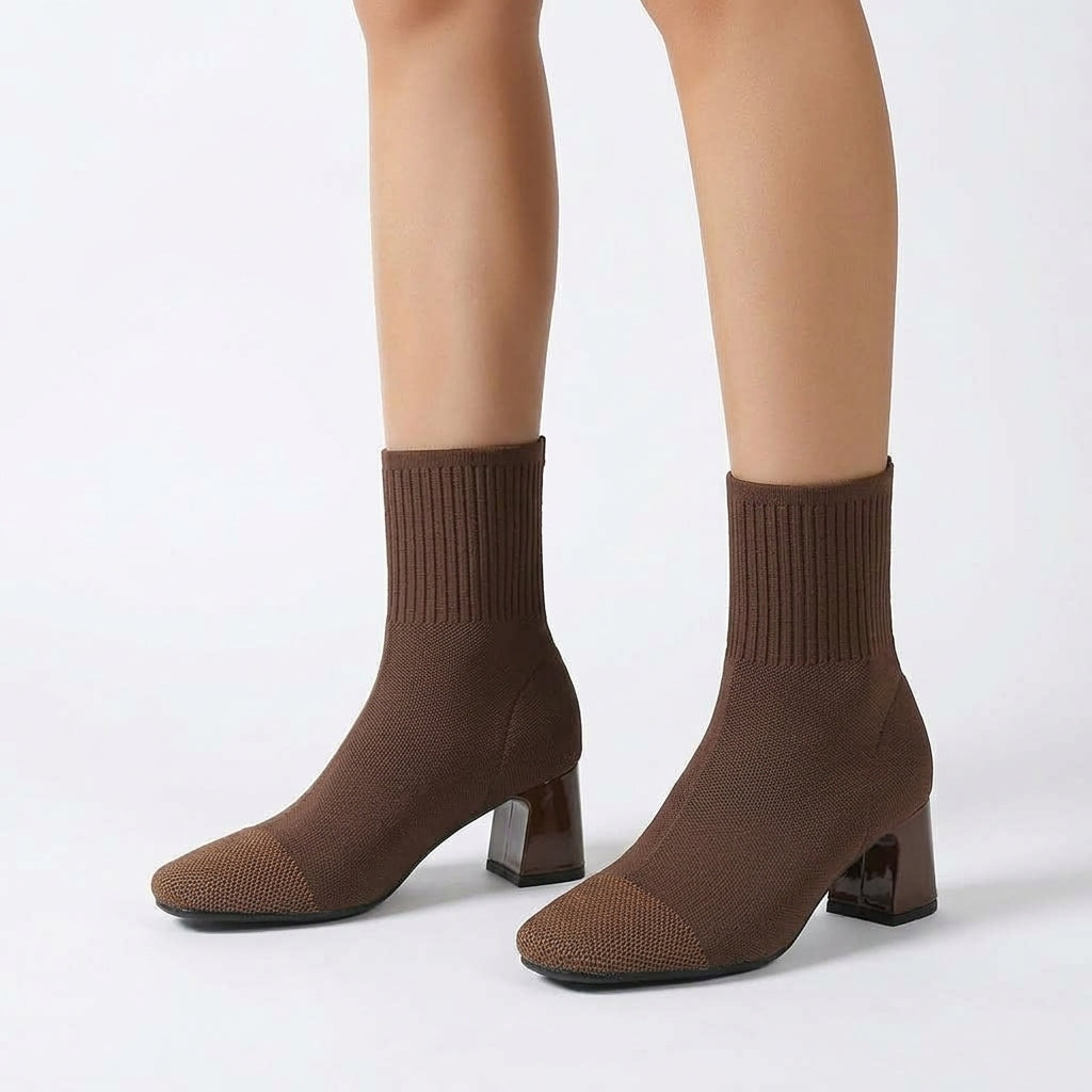 Brown boots, three-quarter view