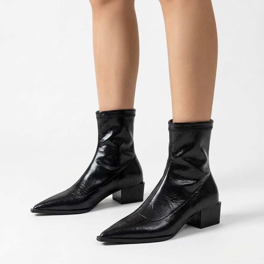 Black boots, three-quarter view