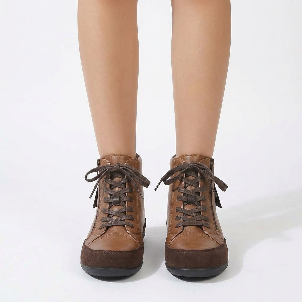 Caramel boots, front view