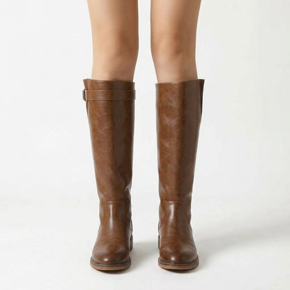 Brown boots, front view
