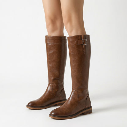 Brown boots, three-quarter view