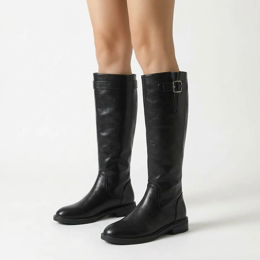 Black boots, three-quarter view