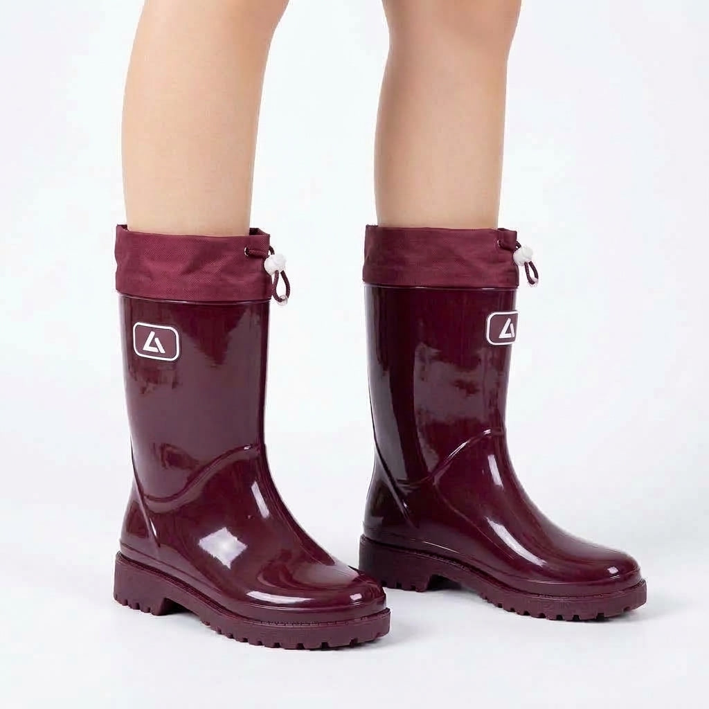 Maeve & Co water-resistant rain boots, wine red