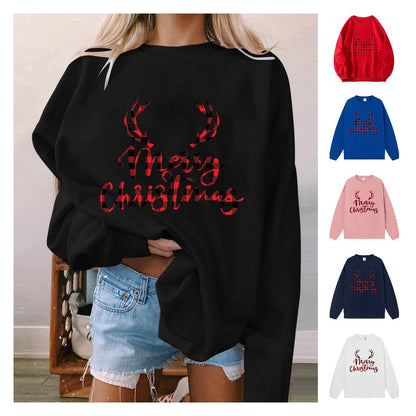 Maeve & Co Women's Christmas Jumper - Reindeer Merry Christmas Print Sweatshirt