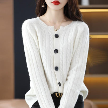 Maeve & Co Women's Button Cardigan - Crew Neck Soft Knit Cardigan Jacket, Long Sleeve
