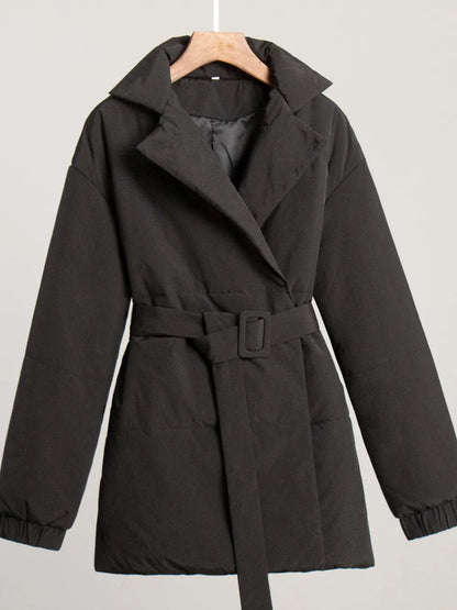 Maeve & Co Women's Puffer Coat - Belted Padded Winter Coat, Long Sleeve