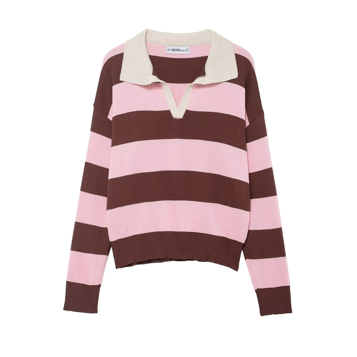 Maeve Women's Rugby Polo Jumper - Striped Loose-Fit Knit