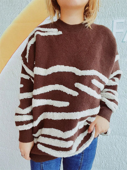 Maeve Women's Knitted Jumper - Contrast Crew-Neck Soft Knit