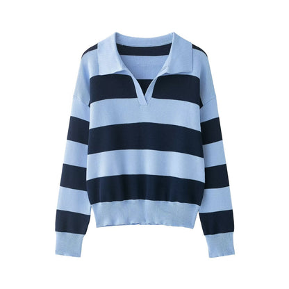 Maeve Women's Rugby Polo Jumper - Striped Loose-Fit Knit
