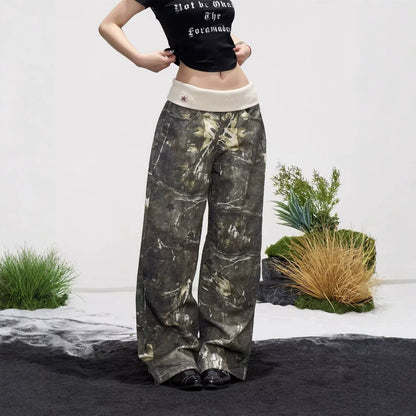 Maeve Women's Wide-Leg Jeans - Camouflage Ribbed-Waist Denim