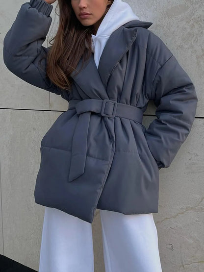 Maeve & Co Women's Puffer Coat - Belted Padded Winter Coat, Long Sleeve
