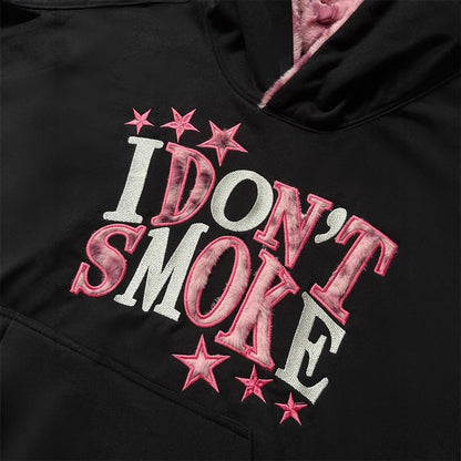 Maeve & Co Women's Slogan Hoodie - Embroidered Oversized Pullover, Leopard-Lined Hood, Black