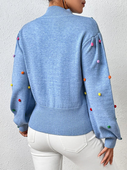 Maeve & Co Women's Pom-Pom Jumper - Multicolour Bobble Knit Pullover, Long Sleeve