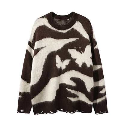 Maeve & Co Women's Striped Jumper - Crew Neck Stretch Knit Loose Pullover, Long Sleeve