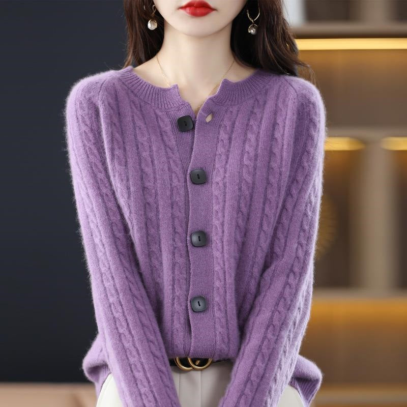 Maeve & Co Women's Button Cardigan - Crew Neck Soft Knit Cardigan Jacket, Long Sleeve