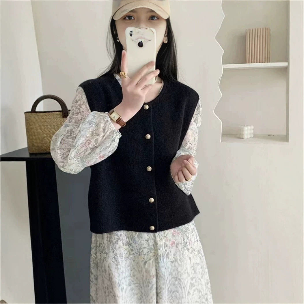 Maeve & Co Women's Knitted Waistcoat - Sleeveless Crew Neck Cardigan Vest
