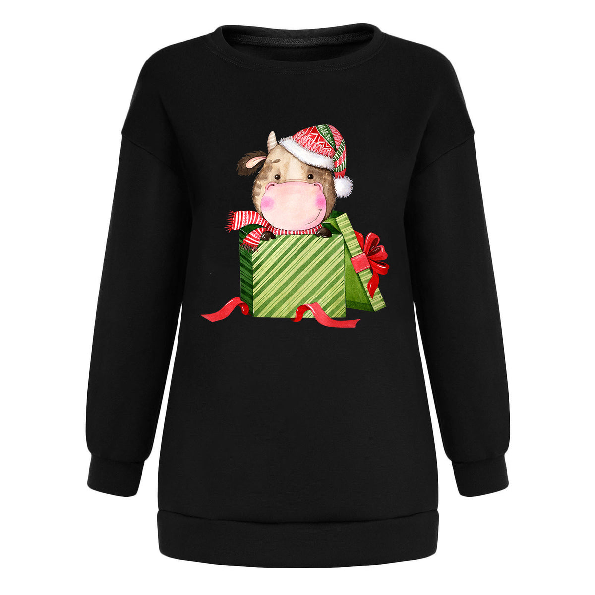 Maeve & Co Women's Christmas Jumper - Off-Shoulder Printed Sweatshirt, Loose Fit