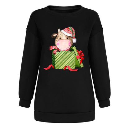 Maeve & Co Women's Christmas Jumper - Off-Shoulder Printed Sweatshirt, Loose Fit