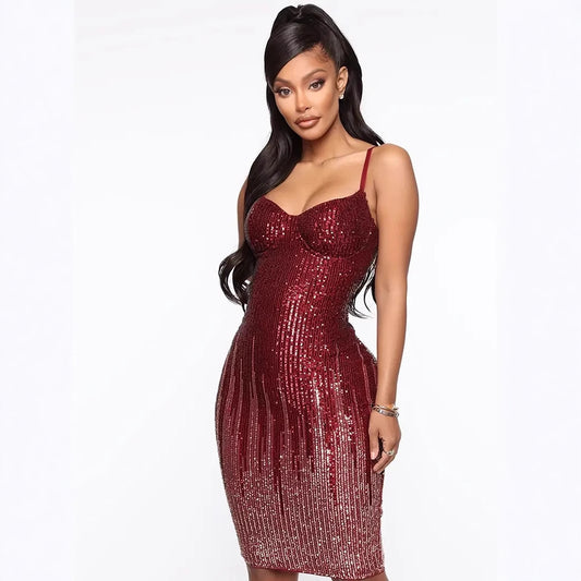 Maeve & Co Women's Sequin Midi Dress - Strapless Fitted Sparkly Party Dress