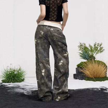 Maeve Women's Wide-Leg Jeans - Camouflage Ribbed-Waist Denim