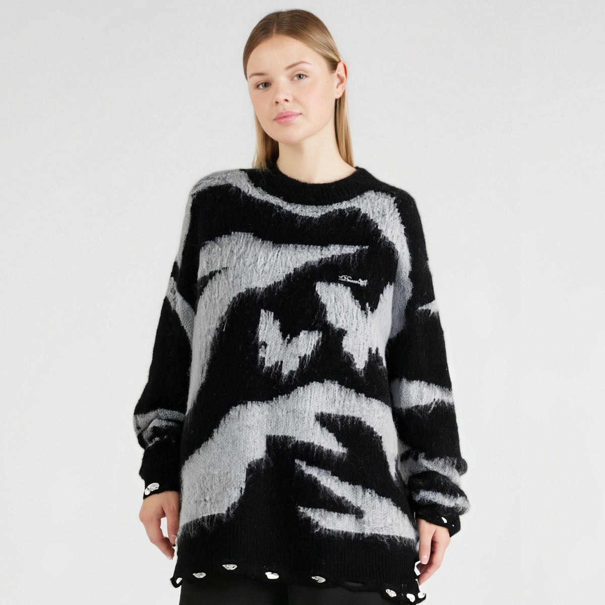 Maeve & Co Women's Striped Jumper - Crew Neck Stretch Knit Loose Pullover, Long Sleeve