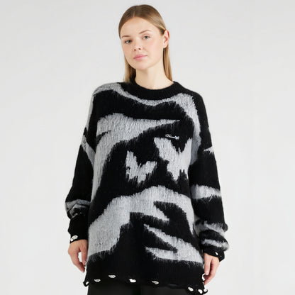 Maeve & Co Women's Striped Jumper - Crew Neck Stretch Knit Loose Pullover, Long Sleeve