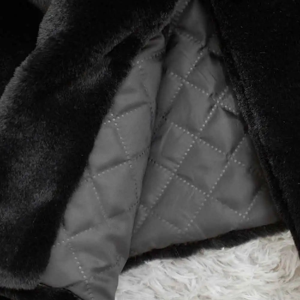 Maeve & Co Women's Faux Fur Coat - Long Lapel Plush Overcoat, Loose Fit