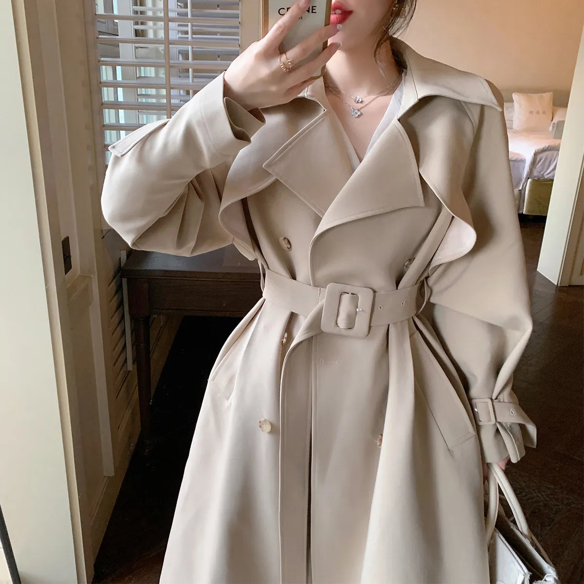 Maeve Women's Trench Coat - cream, front