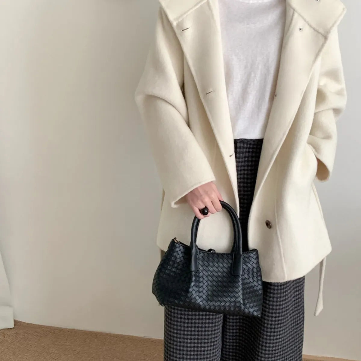 Maeve Women's Wool Coat - cream, front