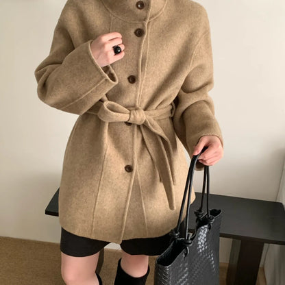 Maeve Women's Wool Coat - camel, back