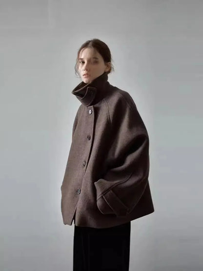 Maeve Women's Wool Coat - brown, front