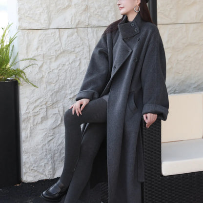 Maeve Women's Wool Coat - grey, front
