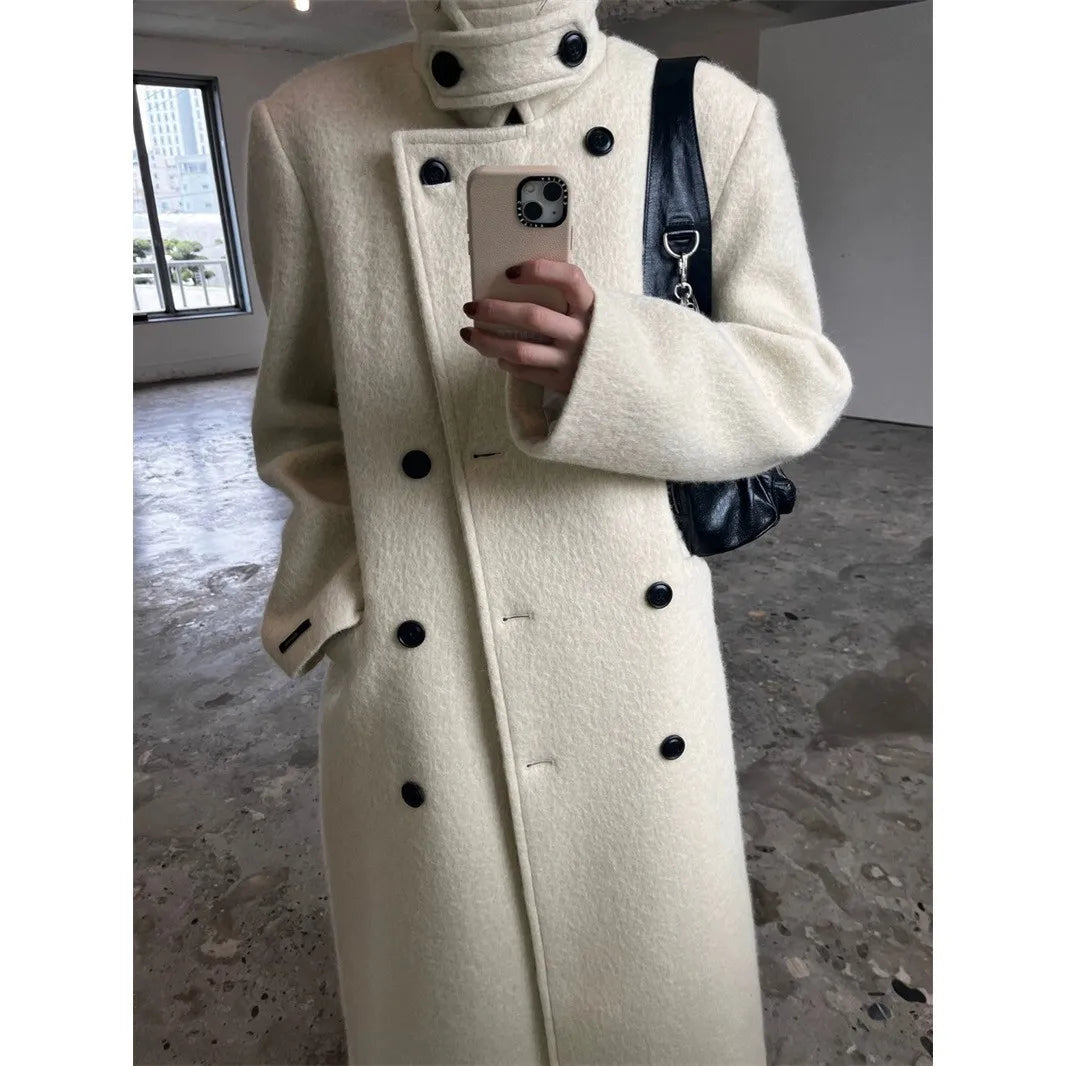 Maeve Women's Wool Coat - cream, front