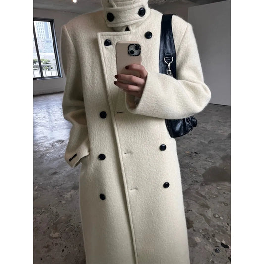 Maeve Women's Wool Coat - cream, front