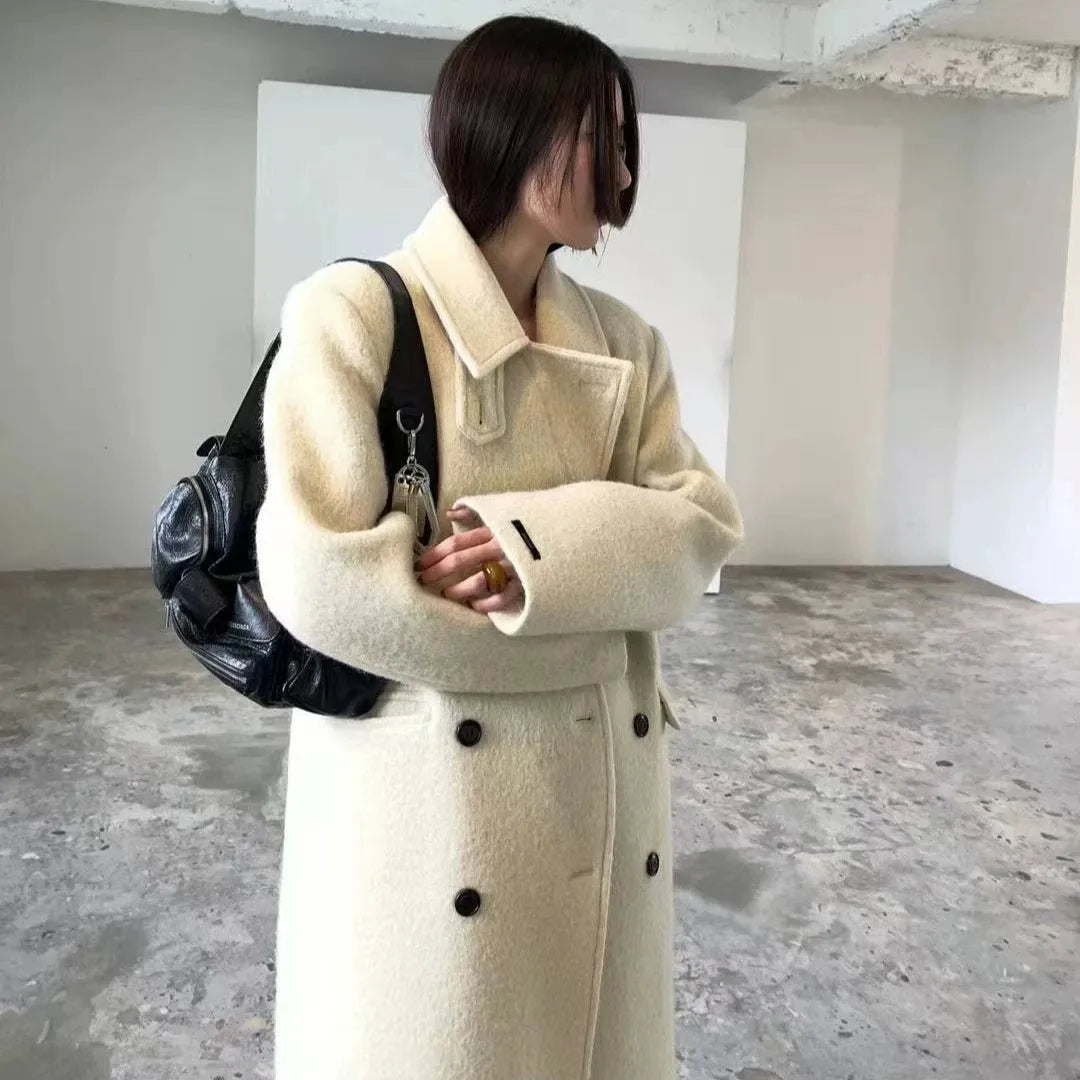 Maeve Women's Wool Coat - cream, front