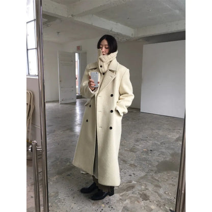 Maeve Women's Wool Coat - cream, front