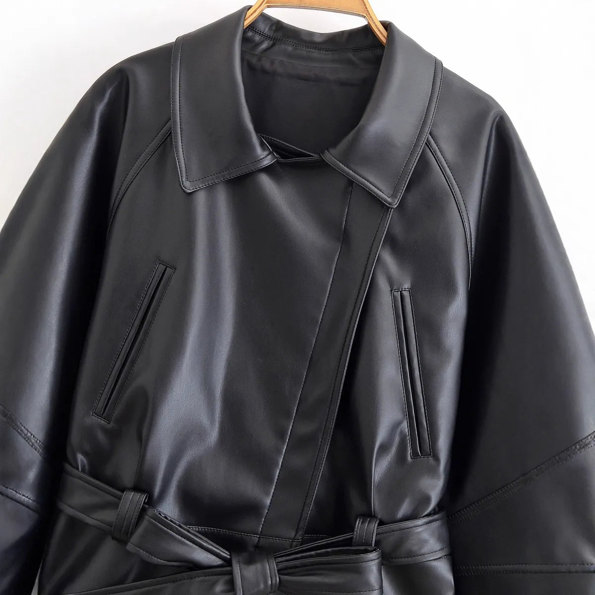 Maeve Women's Trench Coat - black, flat