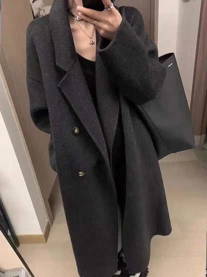 Maeve Women's Wool Coat - black, front