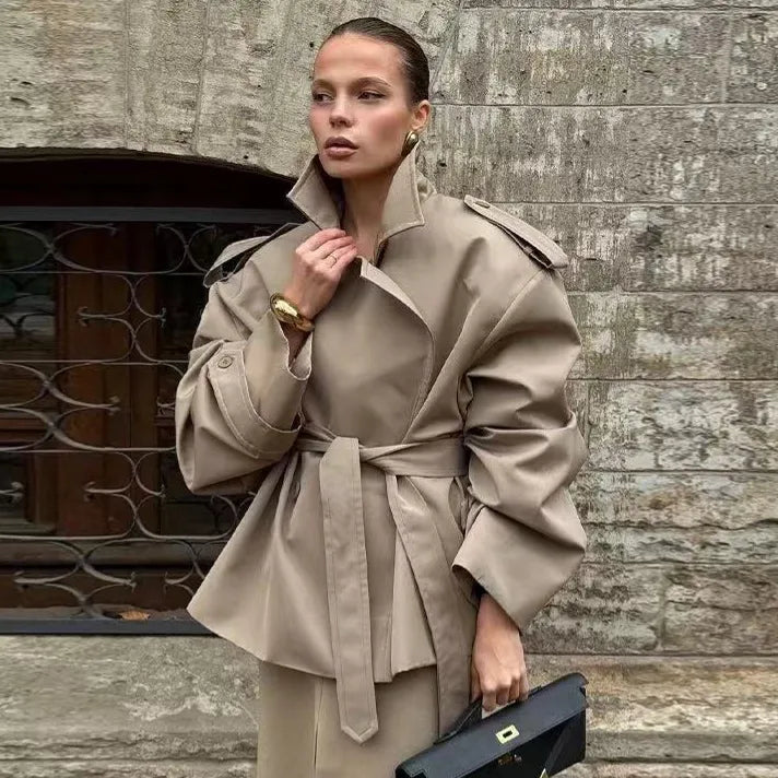Maeve Women's Trench Coat - khaki, front