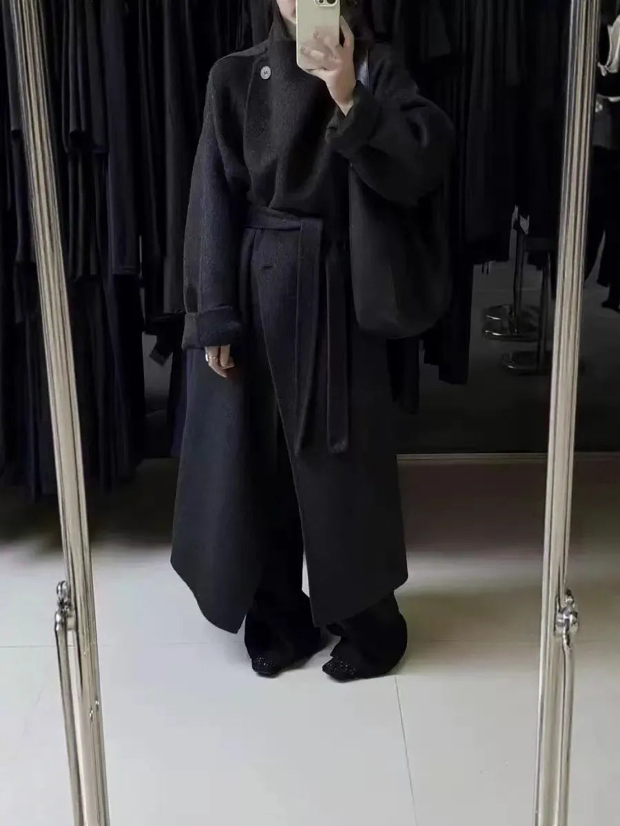 Maeve Women's Wool Coat - black, front