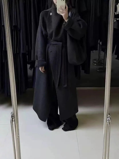 Maeve Women's Wool Coat - black, front