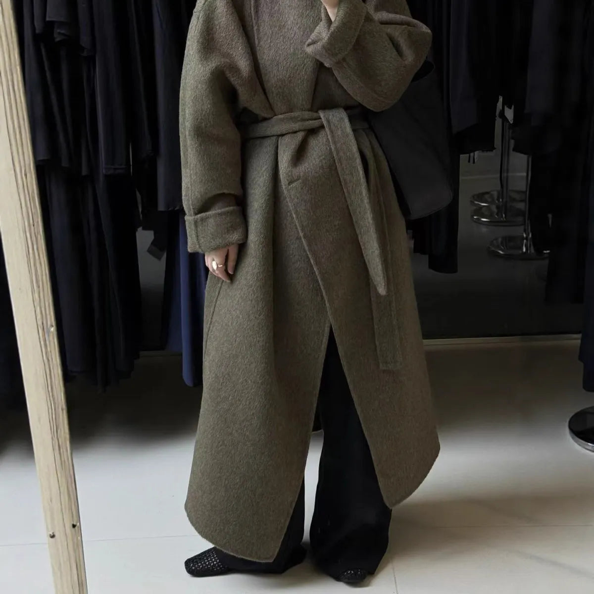 Maeve Women's Wool Coat - green, front